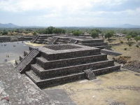 One of the smaller step pyramids at the massive archaeological site of Teotihuacan